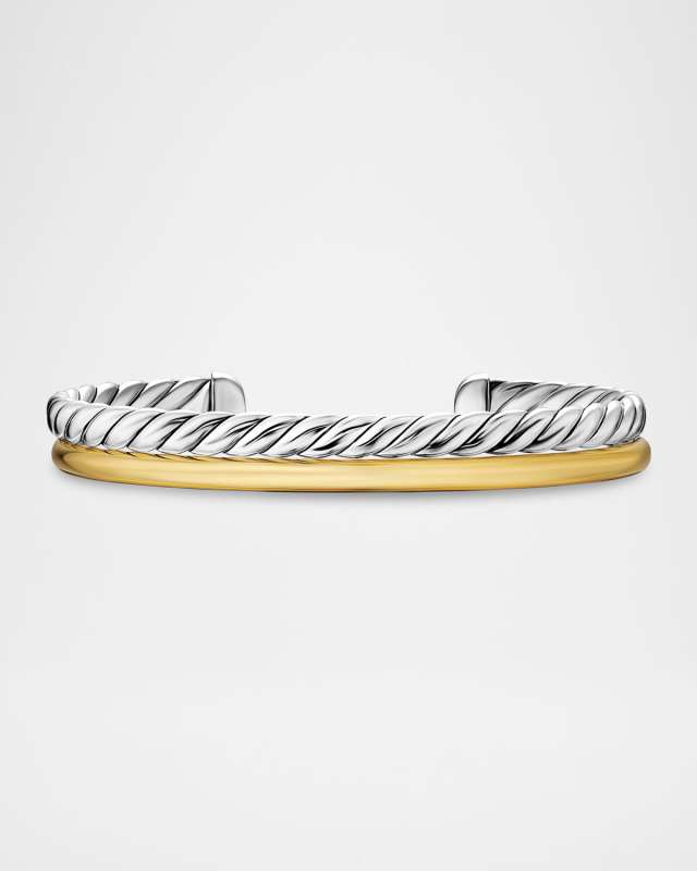 DY Mercer 2-Row Bracelet in Silver with 18K Gold, 8